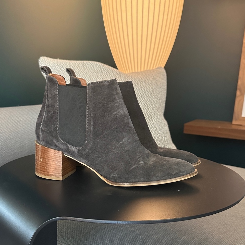 Everlane Charcoal Suede Ankle Boots